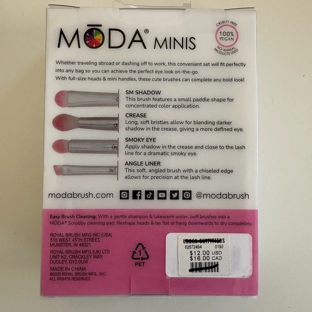 NWT MODA 5-Piece Mini Travel Eyeshadow Brush Kit